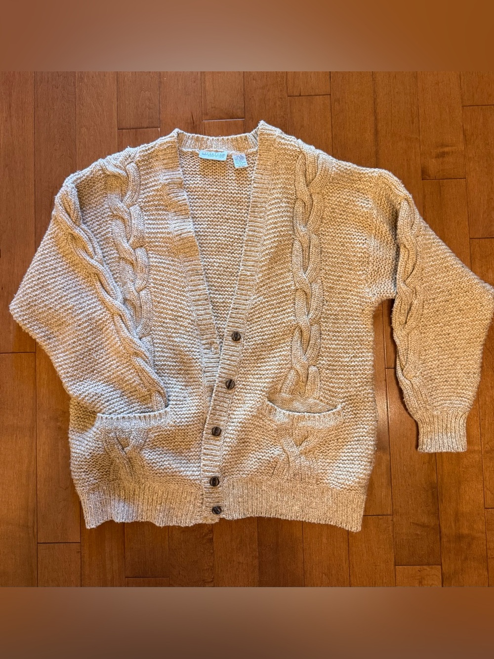 Vintage Nordstrom Point of View Cable Knit Grandpa Cardigan – XL